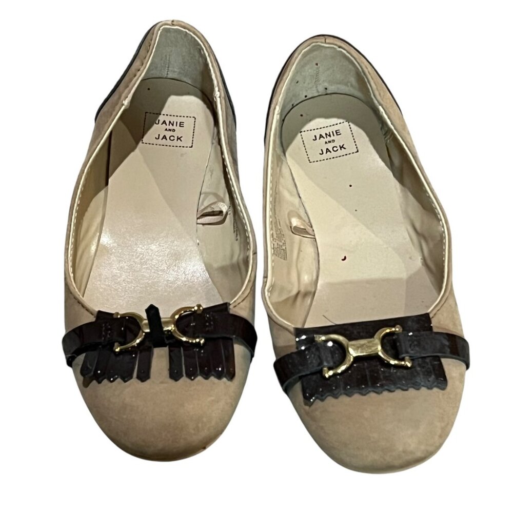 Janie & Jack Girls Leather Flats With Bow & Buckle Detail Size 12 Equestrian
